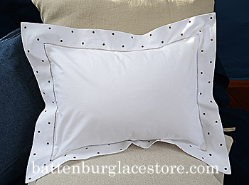 Pillow Sham 12x16 Swiss Polka. Brown color dot. 12x16 pillow